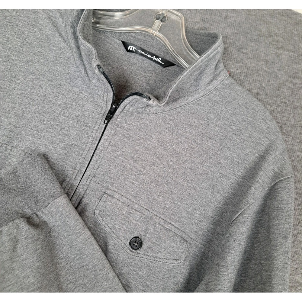 Travis Mathew Golf Men's Gray 1/4 Full Zip Pockets Soft Sweatshirt Jacket sz L